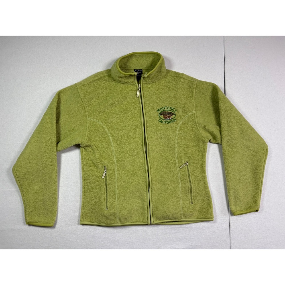 Gogo Sports Monterey California Fleece Jacket Womens Small Lime Green Full Zip